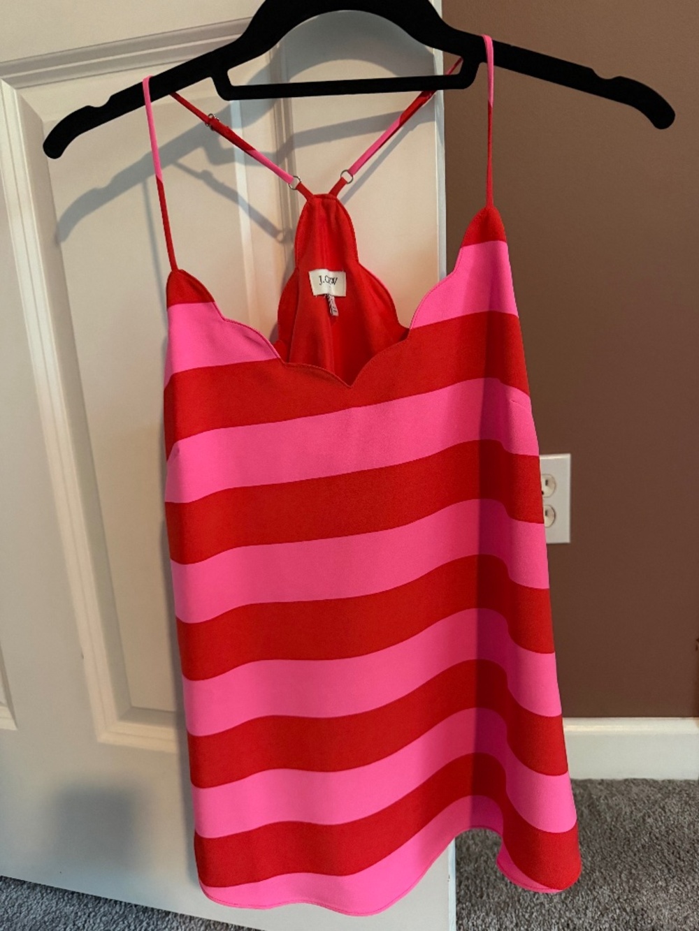 J Crew Camisole pink and red strip size 0. NWOT